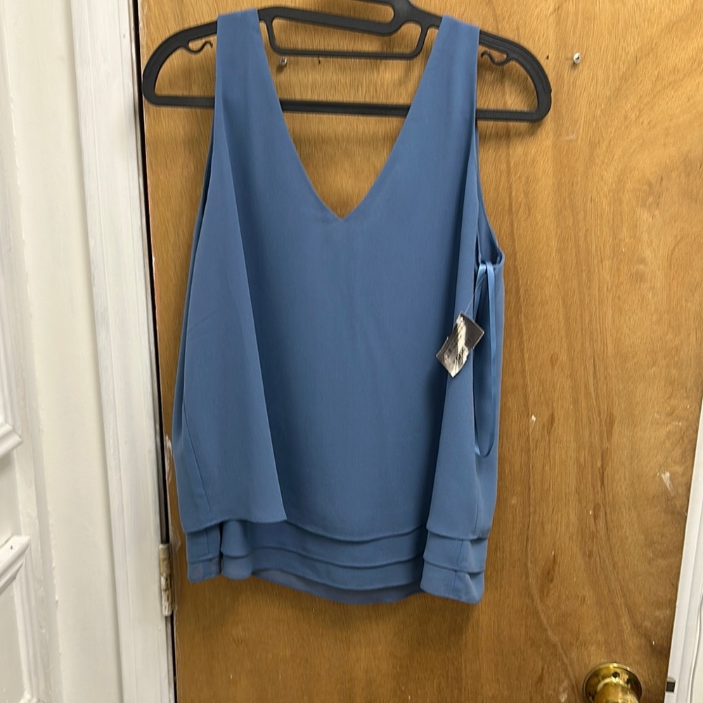 The Impeccable Pig Asymmetrical Blue Tiered Tank Top